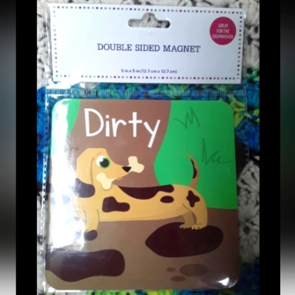 Accents Double Sided Dishwashing Clean Dirty Dog Kawaii Cute